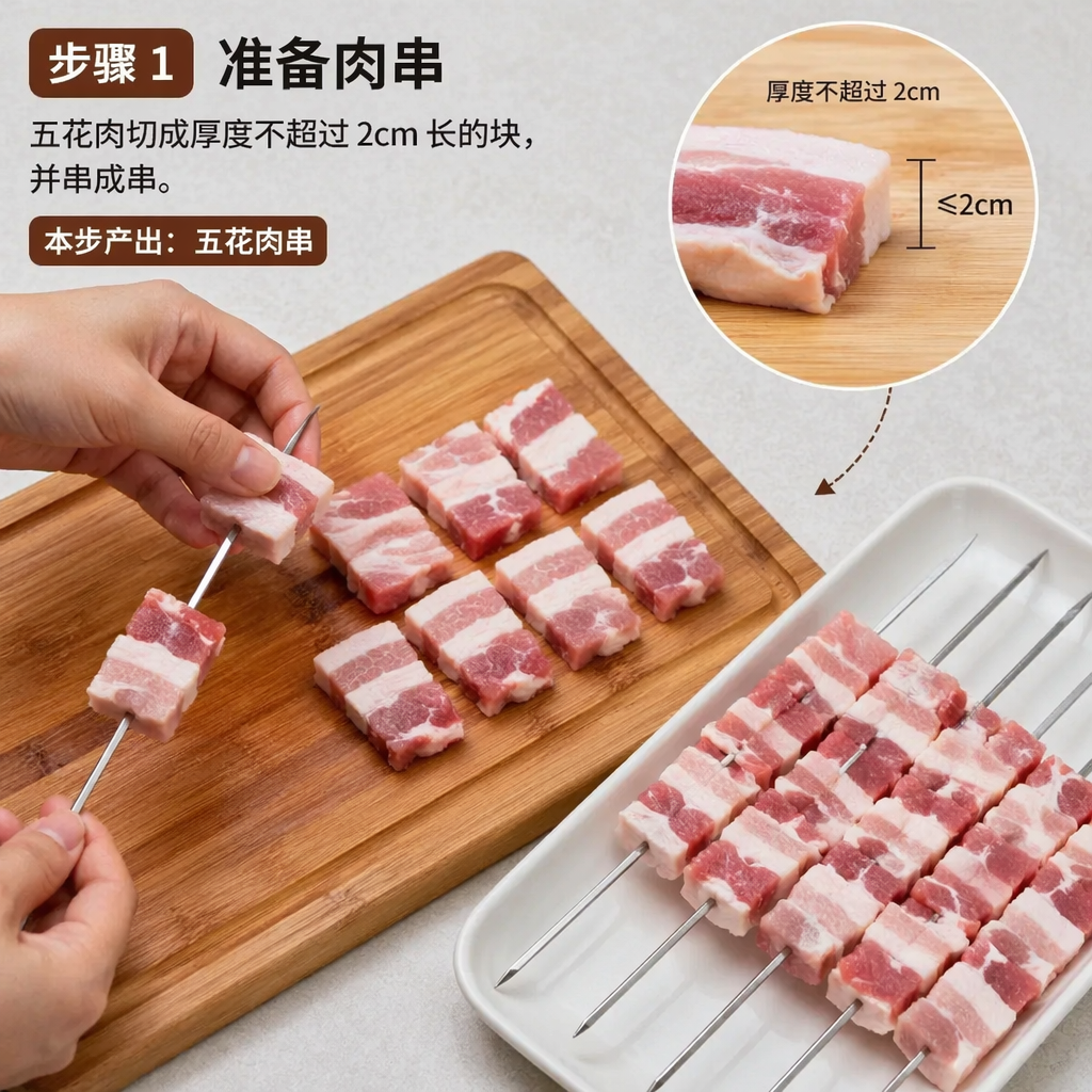 Step 1: Prepare the meat skewers