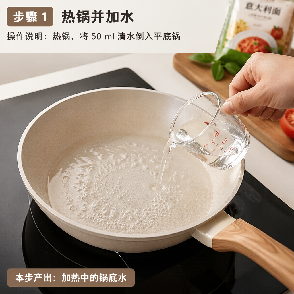 Step 1: Heat the Skillet and Add Water