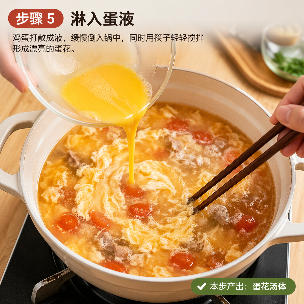 Step 5: Drizzle in the Egg