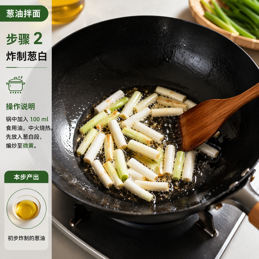 Step 2: Fry the scallion whites