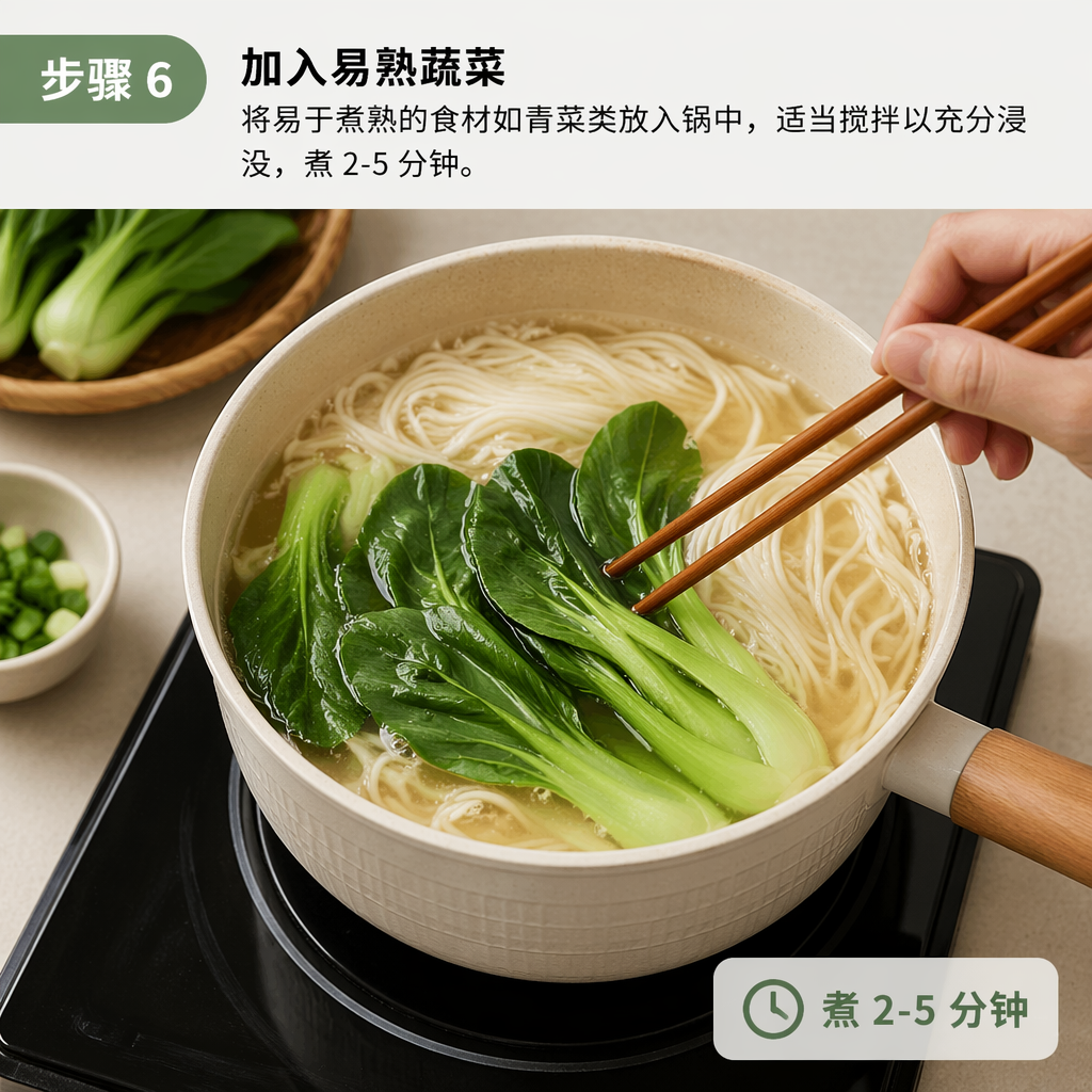 Step 6: Add the Quick-Cooking Vegetables
