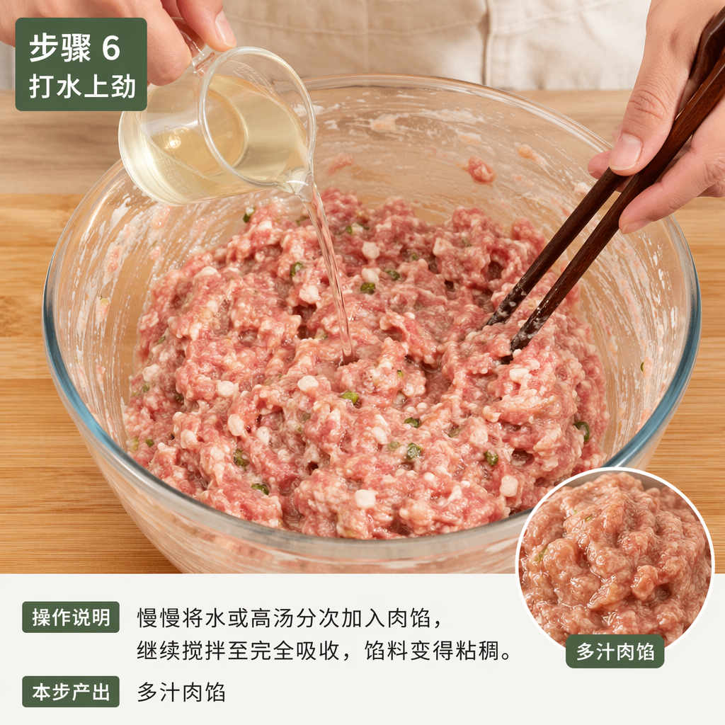 Step 6: Beat in Water for Elasticity