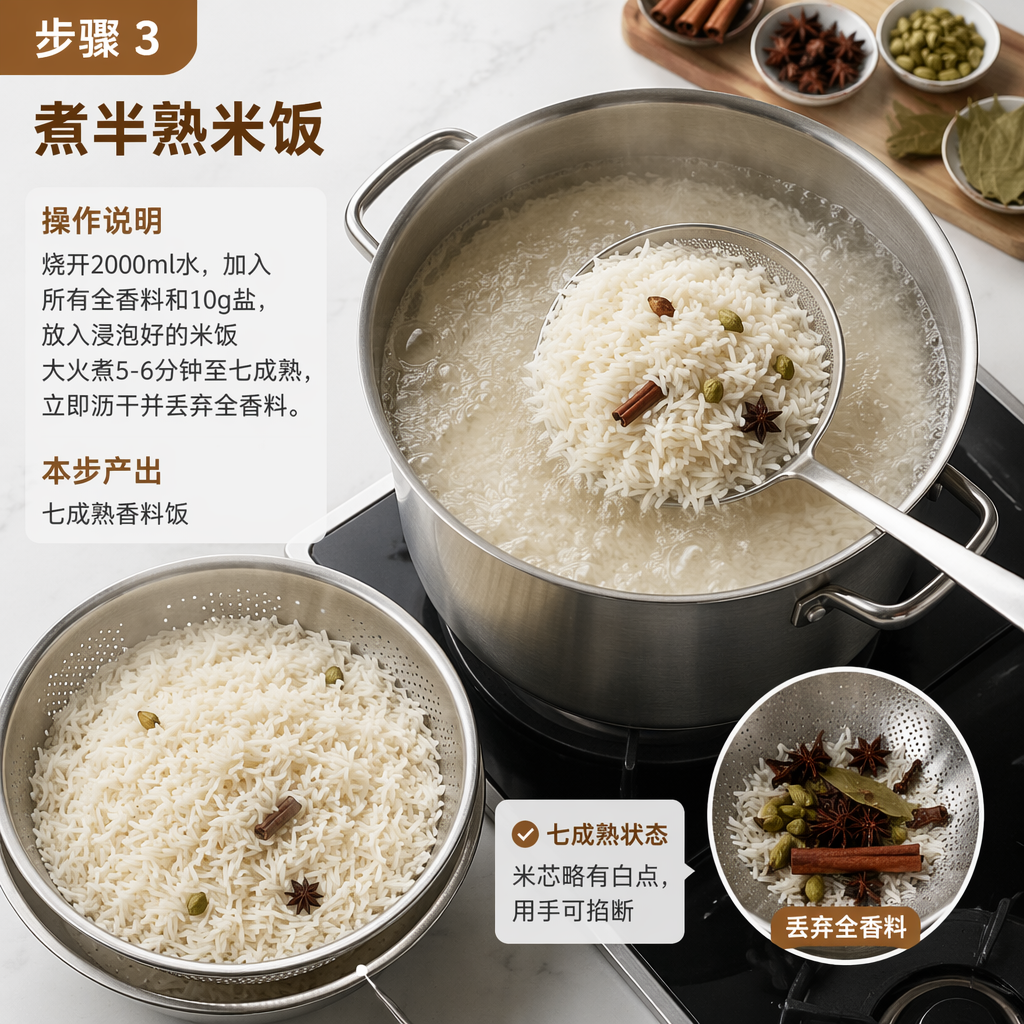 Step 3: Cook the Rice to Half-Done