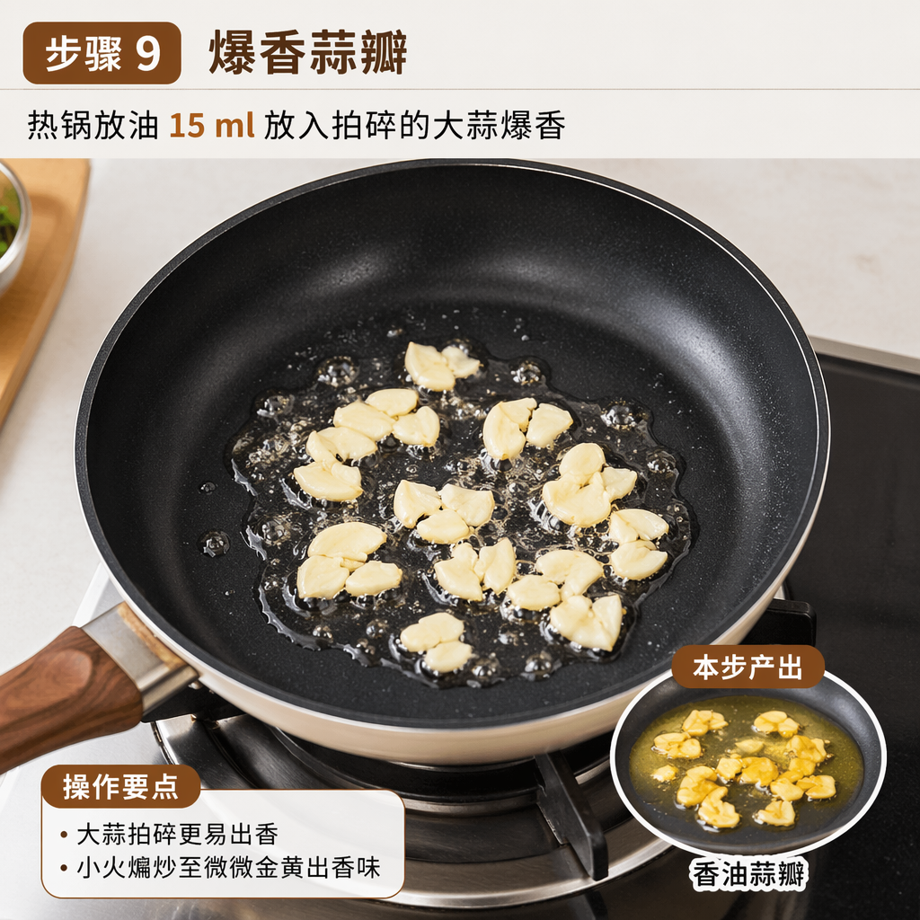 Step 9: Sauté the garlic