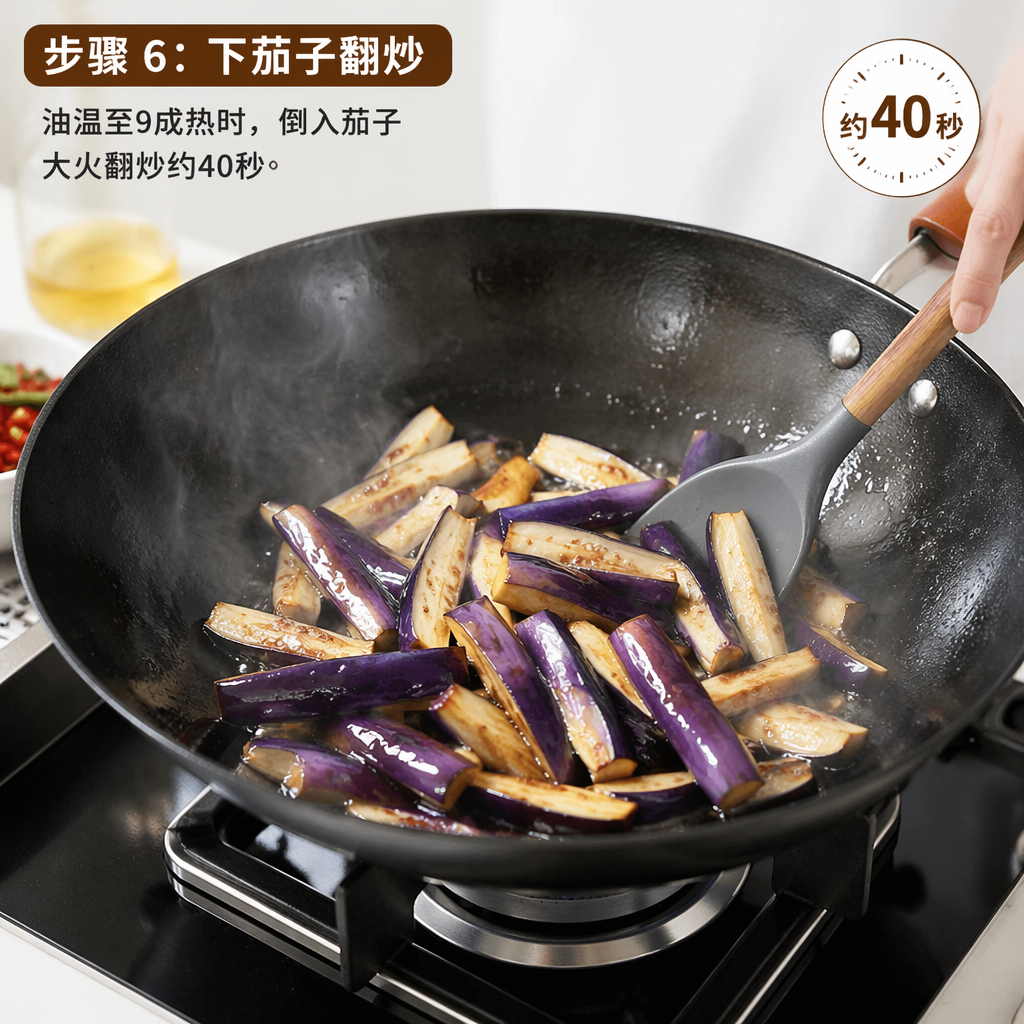 Step 6: Add the Eggplant and Stir-Fry