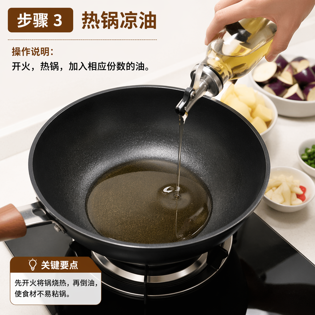 Step 3: Heat the Wok with Cold Oil